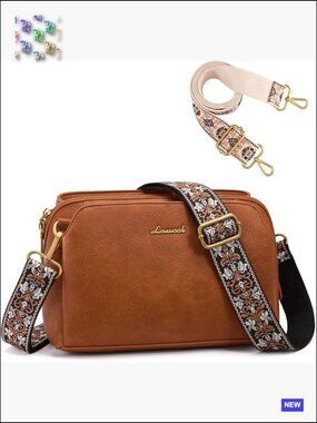 Crossbody Bag with Two Adjustable Straps RFID Blocking Leather Shoulder Handbag